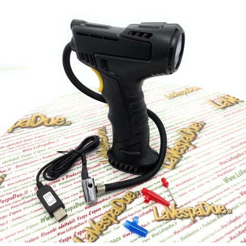 Compresor de aire portátil inalámbrico digital y recargable a batería de 12 V, bomba infladora para coches, motocicletas, bicicletas, VESPA, APE y LAMBRETTA.