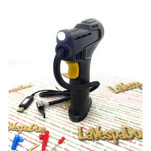 Compresor de aire portátil inalámbrico digital y recargable a batería de 12 V, bomba infladora para coches, motocicletas, bicicletas, VESPA, APE y LAMBRETTA.