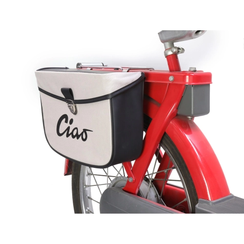 Rear side bag for PIAGGIO CIAO mopeds, grey and black