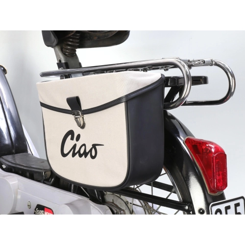 Rear side bag for PIAGGIO CIAO mopeds, grey and black