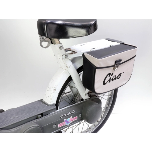 Rear side bag for PIAGGIO CIAO mopeds, grey and black