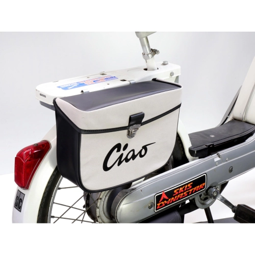 Rear side bag for PIAGGIO CIAO mopeds, grey and black