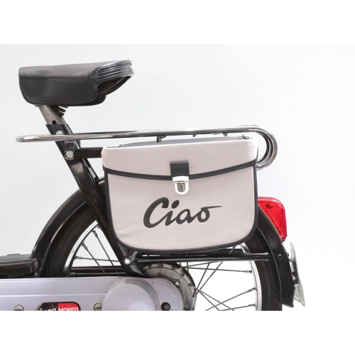 Rear side bag for PIAGGIO CIAO mopeds, grey and black