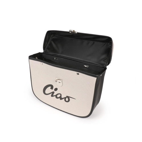Rear side bag for PIAGGIO CIAO mopeds, grey and black