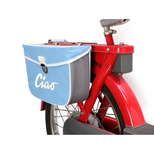 Rear side bag for PIAGGIO CIAO mopeds, blue and grey
