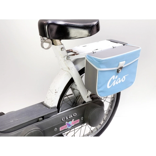 Rear side bag for PIAGGIO CIAO mopeds, blue and grey