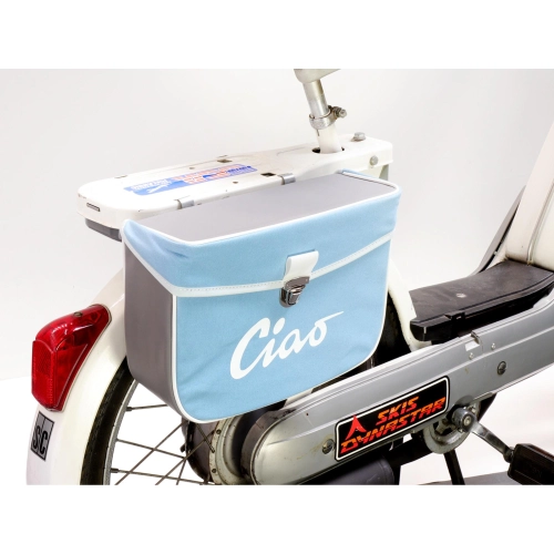 Rear side bag for PIAGGIO CIAO mopeds, blue and grey