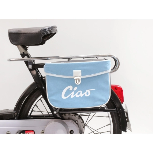Rear side bag for PIAGGIO CIAO mopeds, blue and grey