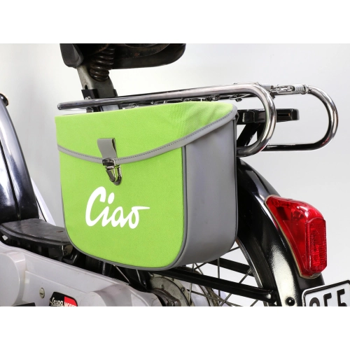 Rear side bag for PIAGGIO CIAO mopeds, grey and green