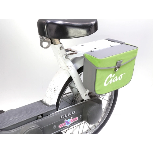 Rear side bag for PIAGGIO CIAO mopeds, grey and green