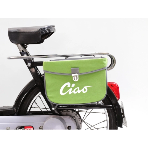 Rear side bag for PIAGGIO CIAO mopeds, grey and green