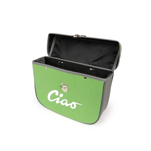 Rear side bag for PIAGGIO CIAO mopeds, grey and green