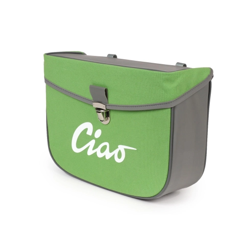 Rear side bag for PIAGGIO CIAO mopeds, grey and green