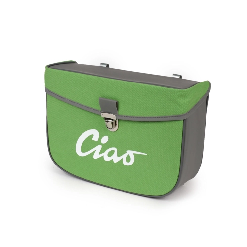 Rear side bag for PIAGGIO CIAO mopeds, grey and green