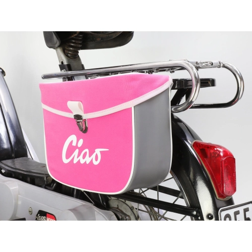 Hecktasche für PIAGGIO CIAO Mopeds, grau und pink