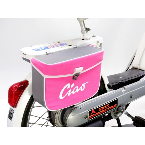 Hecktasche für PIAGGIO CIAO Mopeds, grau und pink