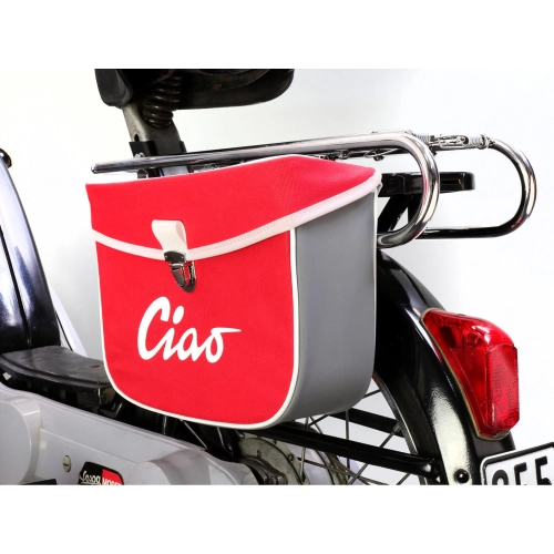 Hecktasche für PIAGGIO CIAO Mopeds, grau und rot