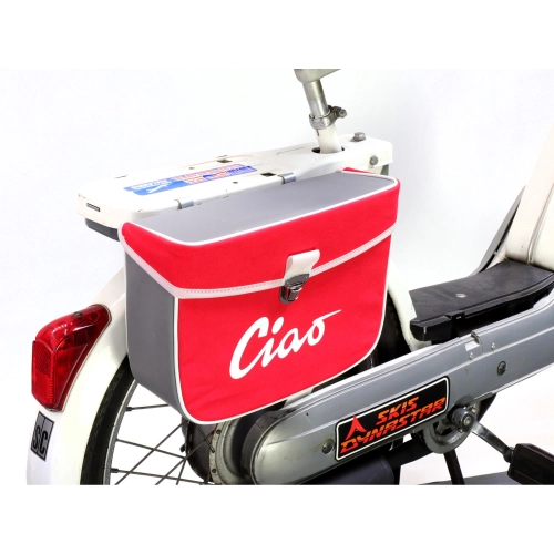 Hecktasche für PIAGGIO CIAO Mopeds, grau und rot