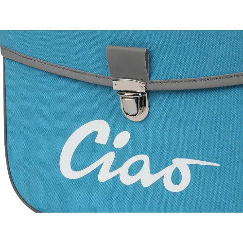 Rear side bag for PIAGGIO CIAO mopeds, grey and turquoise