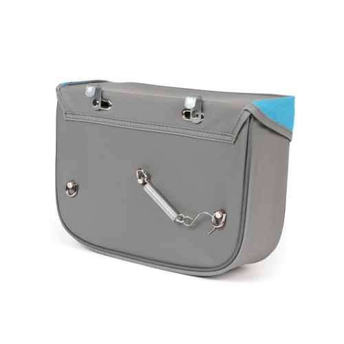 Rear side bag for PIAGGIO CIAO mopeds, grey and turquoise
