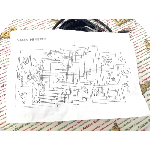 Elektrische Systemverkabelung für Vespa PK 50 FL2 Automatica 1990 1991 V5P2T ro 290460 Italienisches Handwerksprodukt