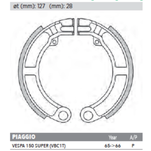 Zapatas de freno traseras NEWFREN FTR para VESPA 125 150 SUPER, rueda de 8", VBC1T P150S, resistentes al agua, arena y depósitos de tierra. Referencia: 267760 110412 610347M