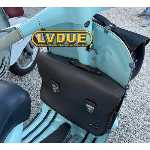 Sacoche arrière/avant marron pour Vespa 125/150 Super Sprint Veloce GT GTR GL avec bandoulière. Produit artisanal italien.