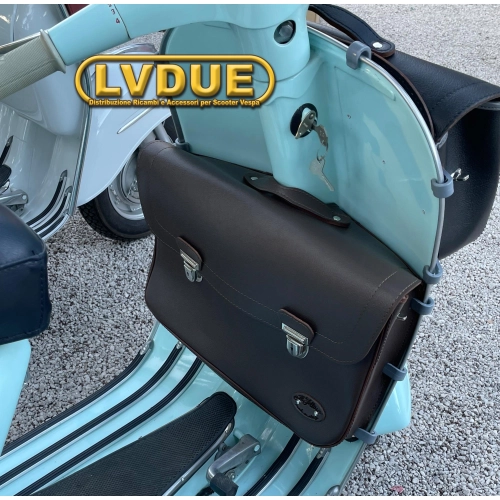 Sacoche arrière/avant marron pour Vespa 125/150 Super Sprint Veloce GT GTR GL avec bandoulière. Produit artisanal italien.