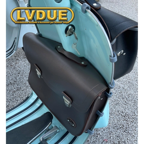 Sacoche arrière/avant marron pour Vespa 125/150 Super Sprint Veloce GT GTR GL avec bandoulière. Produit artisanal italien.