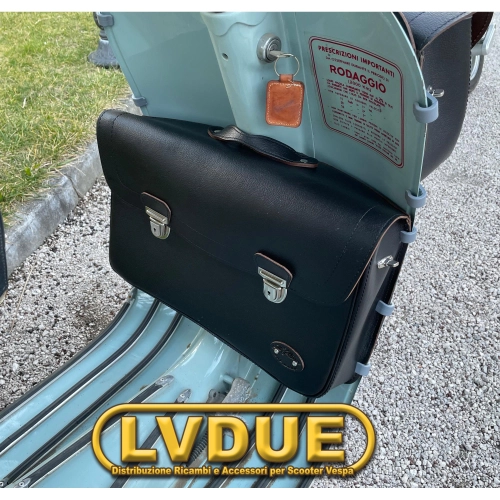 Sacoche arrière/avant noire pour Vespa VESPA 125 150 VNB VNA VBB avec bandoulière. PRODUIT ARTISANAL ITALIEN