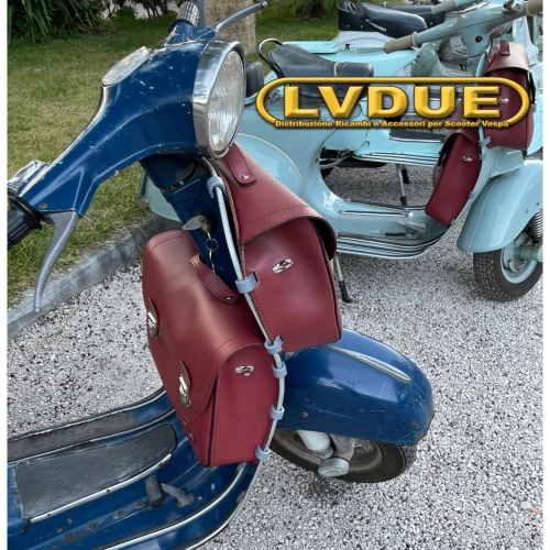 Bordeaux rear top case bag for VESPA 50 90 125 NLR ET3 PRIMAVERA with shoulder strap. ITALIAN ARTISAN PRODUCT.