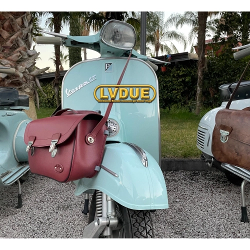 Burgundy front shield top case bag for VESPA 160 GS VSB1T FIRST AND SECOND SERIES with shoulder strap ITALIAN ARTISAN PRODUCT