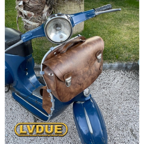 Topcase aus Leder für VESPA 50, 90, 125, NLR, ET3 und PRIMAVERA mit Schultergurt. Italienisches Handwerksprodukt.