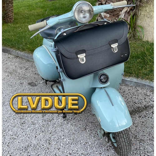 Black front shield top case bag for VESPA 125 150 VNB VNA VBB with shoulder strap. ITALIAN ARTISAN PRODUCT.
