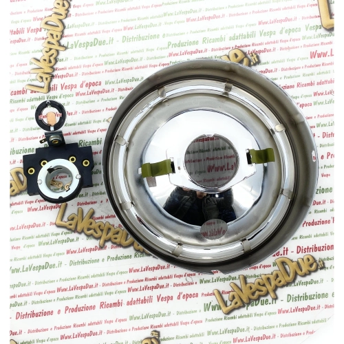SIEM front headlight assembly Ø 130 mm for VESPA 125 TS GTR 150 SPRINT VELOCE 180 200 RALLY complete with ring nut and lamp holder ro 113890
