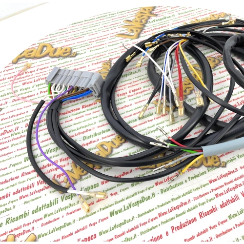 Electrical system wiring harness for VESPA PK 50 LUSSO with electric starter. ITALIAN ARTISAN PRODUCT.
