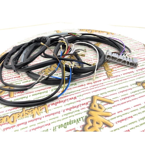 Electrical system wiring harness for VESPA PK 50 LUSSO with electric starter. ITALIAN ARTISAN PRODUCT.