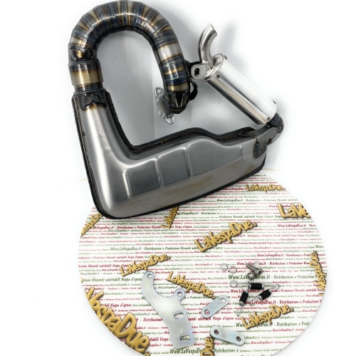 Échappement RACING LAMBRETTA CLUBSPORT SILENT CURLY 125 150 LI S DL GP SX 175 TV 2° 3° 200 TV SX DL GP pour cylindre Racing TS1 MONZA IMOLA CASA PERFORMANCE