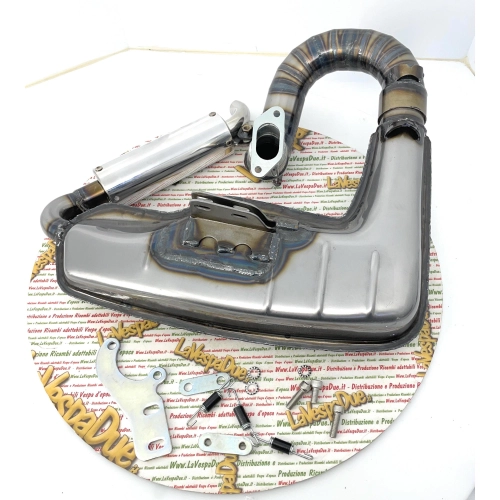 Échappement RACING LAMBRETTA CLUBSPORT SILENT CURLY 125 150 LI S DL GP SX 175 TV 2° 3° 200 TV SX DL GP pour cylindre Racing TS1 MONZA IMOLA CASA PERFORMANCE