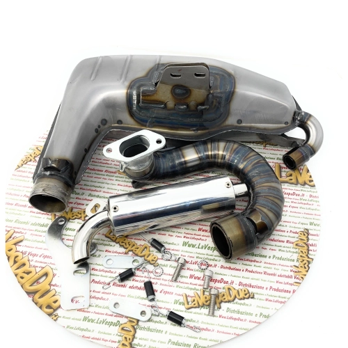 Échappement RACING LAMBRETTA CLUBSPORT SILENT CURLY 125 150 LI S DL GP SX 175 TV 2° 3° 200 TV SX DL GP pour cylindre Racing TS1 MONZA IMOLA CASA PERFORMANCE