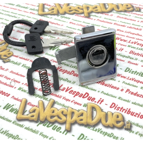 Complete chrome top box lock for VESPA PX 125 150 200 ARCOBALENO disc brake complete with spring and plate ro 198560