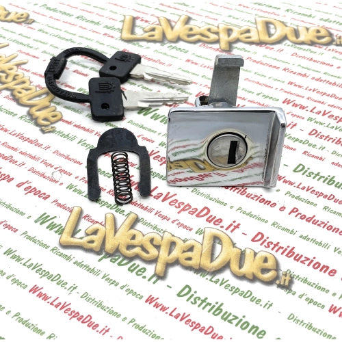 Complete chrome top box lock for VESPA PX 125 150 200 ARCOBALENO disc brake complete with spring and plate ro 198560