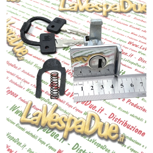Complete chrome top box lock for VESPA PX 125 150 200 ARCOBALENO disc brake complete with spring and plate ro 198560