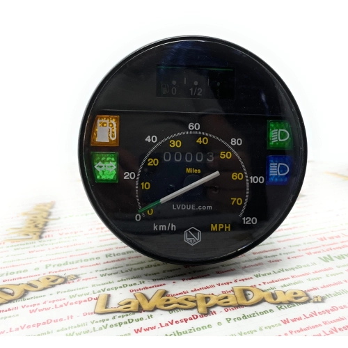 Escala del velocímetro 120 Km/h 70 mph LVDUE VESPA PX PE ARCOBALENO 80 125 150 200 AMERICA velocímetro adaptable PX XL 50 125 con marco negro