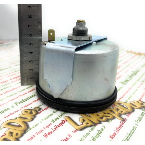 Schwarzer Tachometer, Skala 140 km/h, VESPA PX PE erste Serie 80 125 150 200, Schlüssel am Lenker P150 SP 200 E mit schwarzem Rahmen ro 190523