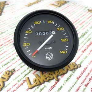 Compteur de vitesse noir gradué jusqu'à 140 km/h LVDUE VESPA PX PE 80 125 150 200 première série, clé sur le guidon P150 SP 200 E avec cadre noir ro 190523