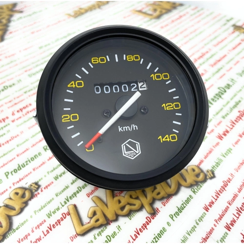 Compteur de vitesse noir gradué jusqu'à 140 km/h LVDUE VESPA PX PE 80 125 150 200 première série, clé sur le guidon P150 SP 200 E avec cadre noir ro 190523