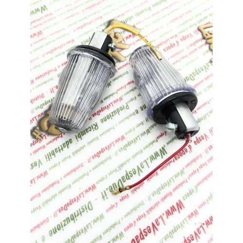 Paar 6-Volt-Lenkerendblinker für VESPA 50, 125, 150, 160, 180, 200, PRIMAVERA, ET3, VNB, VBB, TS, SPRINT, SUPER, GS, GL, SS, weiß
