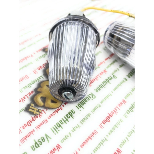 Paar 6-Volt-Lenkerendblinker für VESPA 50, 125, 150, 160, 180, 200, PRIMAVERA, ET3, VNB, VBB, TS, SPRINT, SUPER, GS, GL, SS, weiß