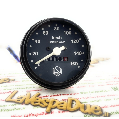 Schwarzer LVDUE-Tachometer für VESPA 50 125 PK S SS Skala 160 km/h mit Dichtung ro 179151 178864 196894 196895 196905 197019